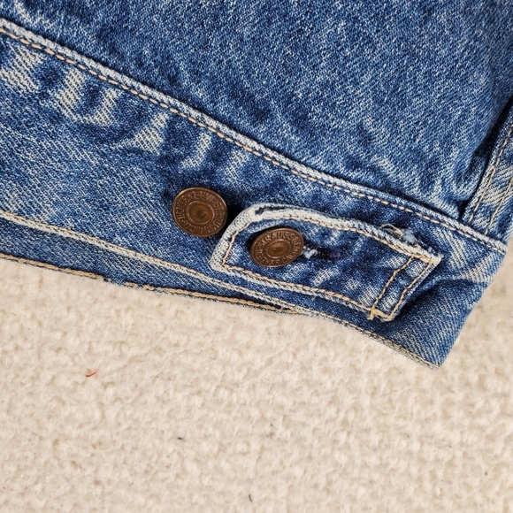 Vtg Levis Trucker Jacket Sz L Type III Blue Denim 77930-7206 Button USA Made 90s - Picture 12 of 15